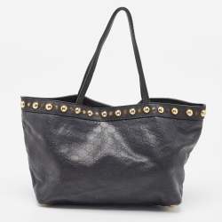 Pre Owned Gucci Black Guccissima Leather Babouska Shopper Tote