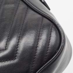 Gucci Black Matelasse Leather Small GG Marmont Shoulder Bag