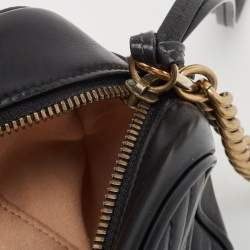 Gucci Black Matelasse Leather Small GG Marmont Shoulder Bag
