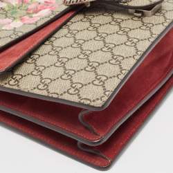 مملوكة مسبقًا حقيبة كتف غوتشي ديونسيوس سويدي وكانفاس سوبريم جي جي أحمر داكن/ بيج مزين بزهور متوسطة 