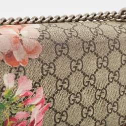 مملوكة مسبقًا حقيبة كتف غوتشي ديونسيوس سويدي وكانفاس سوبريم جي جي أحمر داكن/ بيج مزين بزهور متوسطة 