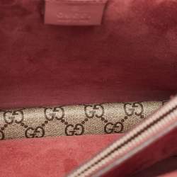 مملوكة مسبقًا حقيبة كتف غوتشي ديونسيوس سويدي وكانفاس سوبريم جي جي أحمر داكن/ بيج مزين بزهور متوسطة 