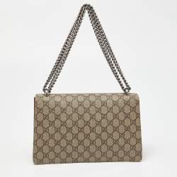 Gucci Beige GG Supreme Canvas and Suede Small Dionysus Shoulder Bag