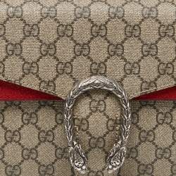 Gucci Beige GG Supreme Canvas and Suede Small Dionysus Shoulder Bag