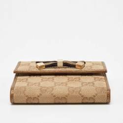 Gucci Beige/Gold GG Canvas and Leather Princy Trifold Wallet