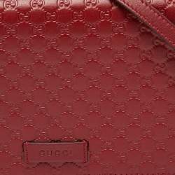 Pre Owned Gucci Red Microguccissima Leather Flap Crossbody Bag