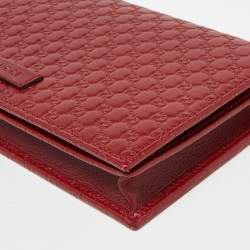 Pre Owned Gucci Red Microguccissima Leather Flap Crossbody Bag