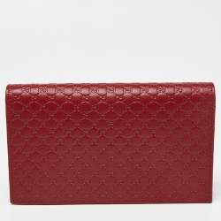 Pre Owned Gucci Red Microguccissima Leather Flap Crossbody Bag