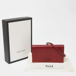 Pre Owned Gucci Red Microguccissima Leather Flap Crossbody Bag