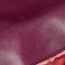 Pre Owned Gucci Magenta Matelassé Velver Mini GG Marmont Shoulder Bag