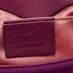 Pre Owned Gucci Magenta Matelassé Velver Mini GG Marmont Shoulder Bag