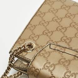 Gucci Metallic Beige Guccissima Leather Small Emily Shoulder Bag