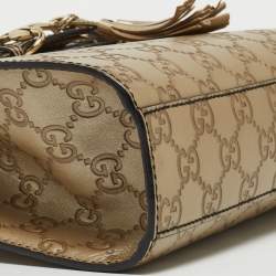 Gucci Metallic Beige Guccissima Leather Small Emily Shoulder Bag