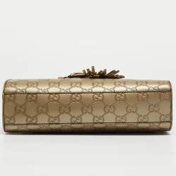 Gucci Metallic Beige Guccissima Leather Small Emily Shoulder Bag