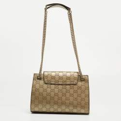 Gucci Metallic Beige Guccissima Leather Small Emily Shoulder Bag