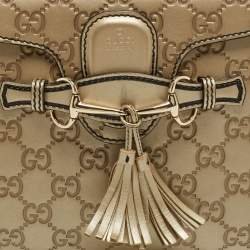 Gucci Metallic Beige Guccissima Leather Small Emily Shoulder Bag