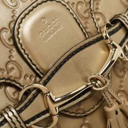 Gucci Metallic Beige Guccissima Leather Small Emily Shoulder Bag