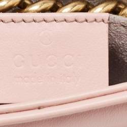 Pre Owned Gucci Pink Matelassé Leather Mini GG Marmont Shoulder Bag