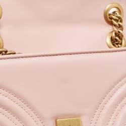 Pre Owned Gucci Pink Matelassé Leather Mini GG Marmont Shoulder Bag