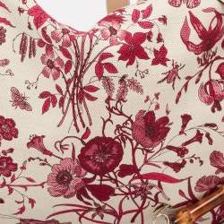 Pre Owned Gucci Beige/Pink Floral Canvas and Leather Peggy Bamboo Handle Hobo