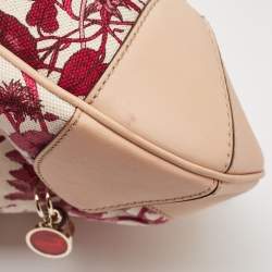 Pre Owned Gucci Beige/Pink Floral Canvas and Leather Peggy Bamboo Handle Hobo