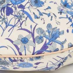 Gucci Beige/Blue Floral Canvas and Leather Horsebit Catena Hobo