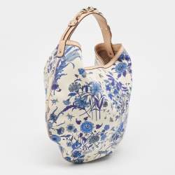 Gucci Beige/Blue Floral Canvas and Leather Horsebit Catena Hobo