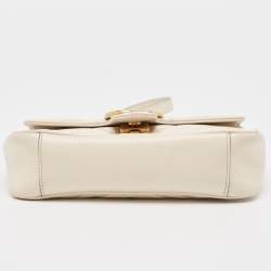 Gucci Off White Matelassé Leather Mini GG Marmont Shoulder Bag