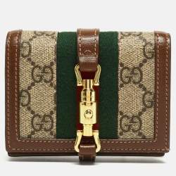 Gucci Tan/Beige GG Supreme Canvas and Leather Jackie 1961 Card Case Wallet