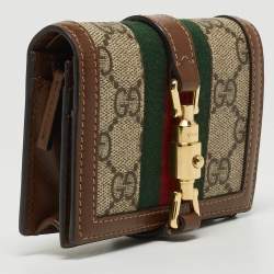 Gucci Tan/Beige GG Supreme Canvas and Leather Jackie 1961 Card Case Wallet