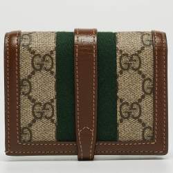 Gucci Tan/Beige GG Supreme Canvas and Leather Jackie 1961 Card Case Wallet