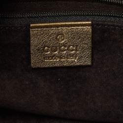 Pre Owned Gucci Gold/Brown Python and Leather Princy Boston Bag