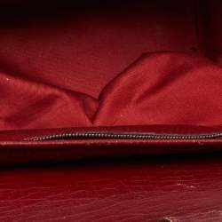 Pre Owned حقيبة غوتشى بولت بامبو جلد وكانفاس جى جى حمراء 