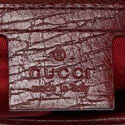 Pre Owned حقيبة غوتشى بولت بامبو جلد وكانفاس جى جى حمراء 