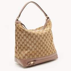 Gucci Dark Beige/Beige GG Canvas and Leather Mayfair Hobo