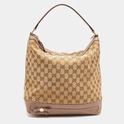 Gucci Dark Beige/Beige GG Canvas and Leather Mayfair Hobo