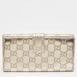Gucci Metallic Gold Guccissima Leather Flap Continental Wallet