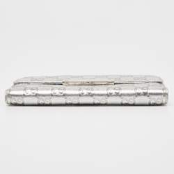 Gucci Silver Guccissima Leather Flap Continental Wallet