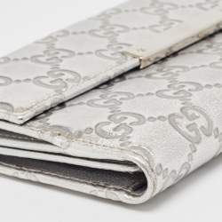 Gucci Silver Guccissima Leather Flap Continental Wallet