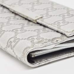 Gucci Silver Guccissima Leather Flap Continental Wallet