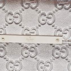 Gucci Silver Guccissima Leather Flap Continental Wallet