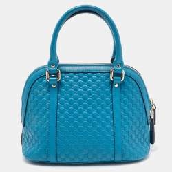 Pre Owned Gucci Blue Microguccissima Leather Mini Nice Dome Bag