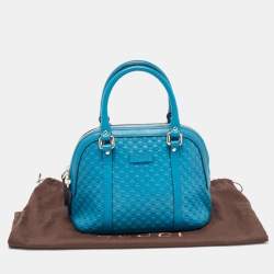 Pre Owned Gucci Blue Microguccissima Leather Mini Nice Dome Bag