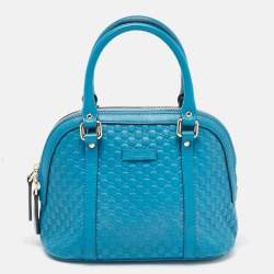 Pre Owned Gucci Blue Microguccissima Leather Mini Nice Dome Bag