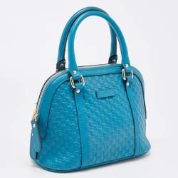 Pre Owned Gucci Blue Microguccissima Leather Mini Nice Dome Bag