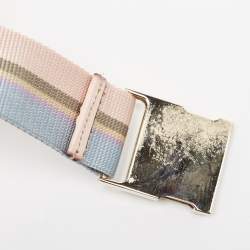 Pre Owned Gucci Pink/Beige GG Canvas and Leather Double Pocket Belt Bag