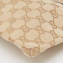 Pre Owned Gucci Pink/Beige GG Canvas and Leather Double Pocket Belt Bag
