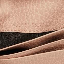 Gucci Pink Leather GG Marmont Butterfly Bifold Wallet