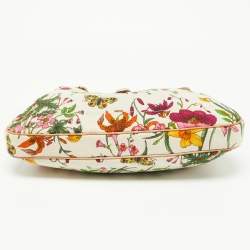 مملوكة مسبقًا Gucci Multicolor Botanical Floral Canvas and Leather Jackie O Bouvier Hobo