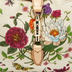 مملوكة مسبقًا Gucci Multicolor Botanical Floral Canvas and Leather Jackie O Bouvier Hobo